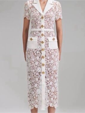 Self-Portrait NWT Cream Floral Lace Midi Dress Bridal